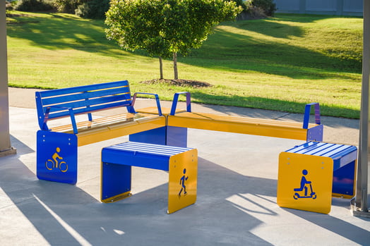 Semi-custom Hyve park furniture by GX Outdoors installed at Raby Bay Espalande in Qld
