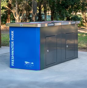 Edge BBQ with Decorative Panel by GX Outdoors for Park Spaces