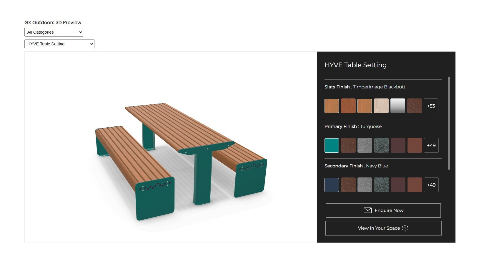 See Australian-made park table settings in your project space using the Augmented Reality Tool developed by GX Outdoors